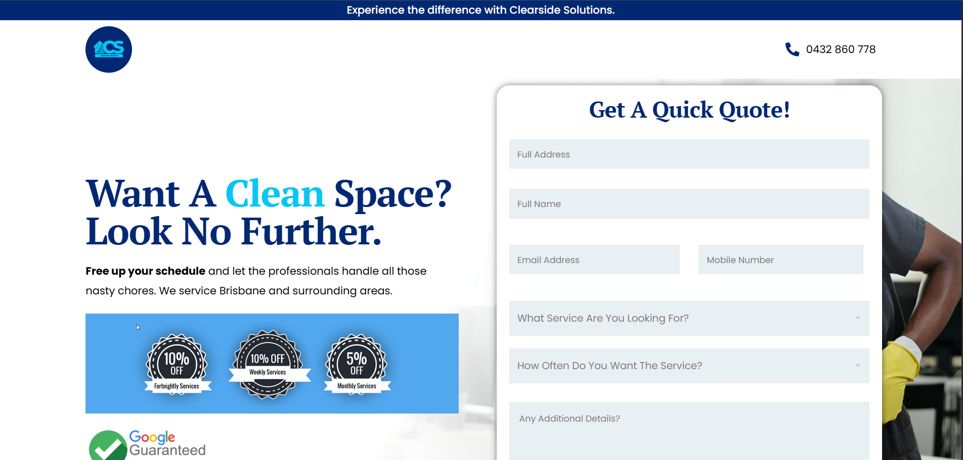 Aperçu du site Clearside Solutions